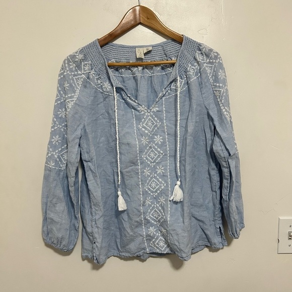 Joie Linen Long Sleeve Peasant Blouse size small - Picture 1 of 6